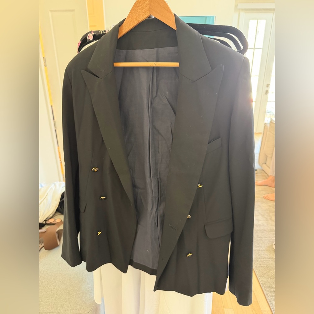 Classic Black Double-Breasted Blazer LES PRAIRIES DE PARIS